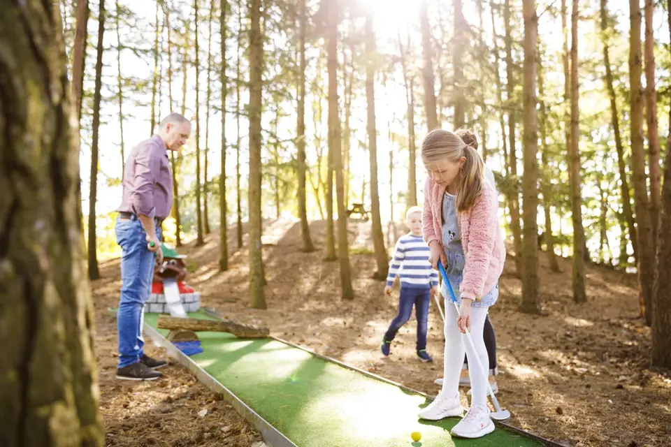 Minigolf tussen de bomen op Dwergter Sand